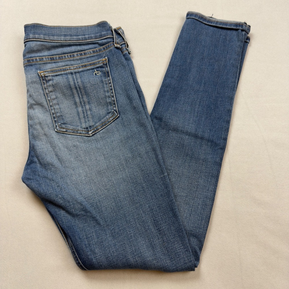 Rag & Bone Low Rise Ankle Skinny Distressed Blue Denim Women's Size 28